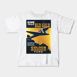 GOLDEN BOMBER FUND Advertisement Vintage War Propaganda Kids T-Shirt